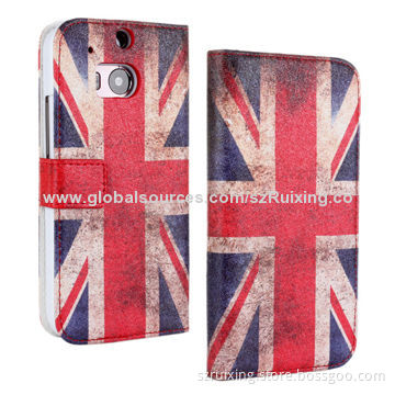 New 2-in-1 PU Leather Phone Case for HTC M8, with UK Flag Image and Stand Function